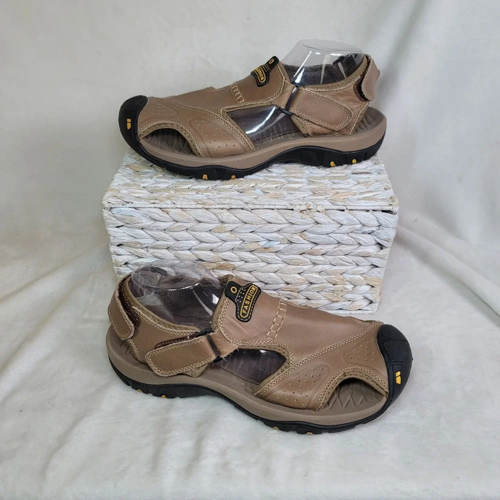 Camping Mens Brown Sandals Fisherman Outdoor Comfort Hiking Minimalist Size 11.5